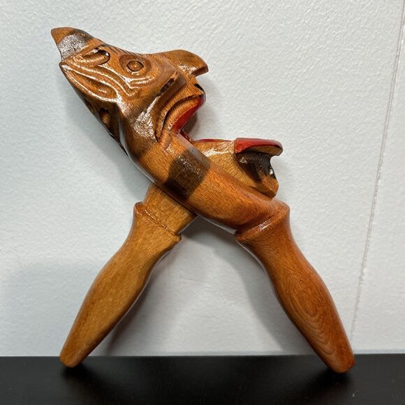 Vintage Hand Carved and Hand Painted Russian Wooden Nutcracker Devil Face - Picture 3 of 9